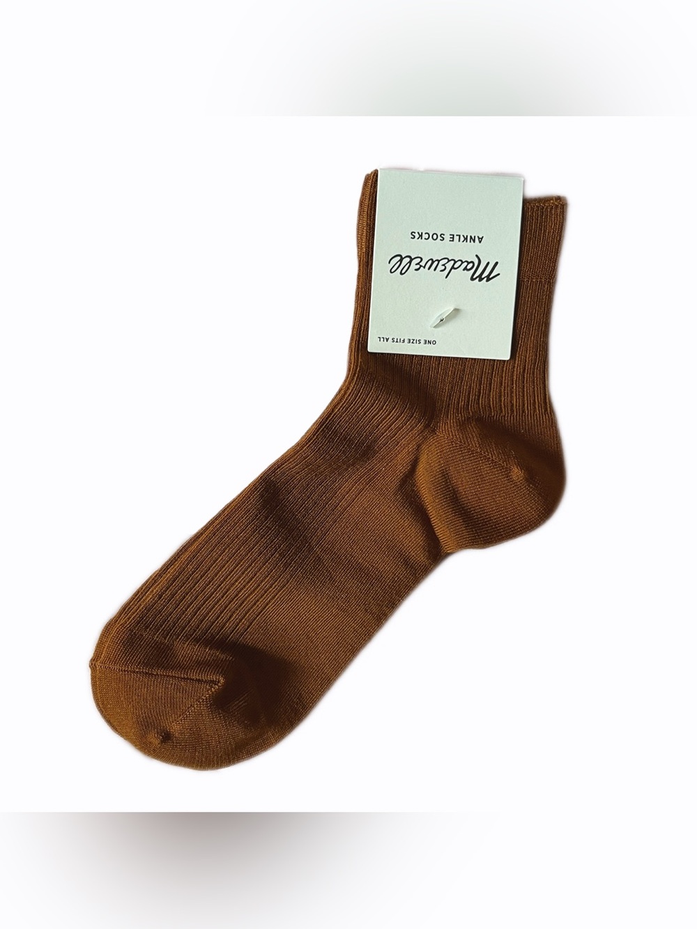Madewell Women’s Semi-Sheer Ankle Socks Warm Coffee One Size NWT Super Stretch